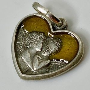 Silver and enamel Charm, ANGELS, 1/3", marked Italy